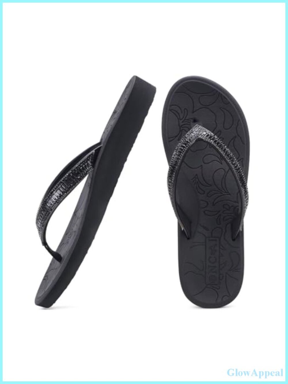 Women's Rhinestone Flip Flops Yoga Mat Arch Support Comfort Walking Sandals